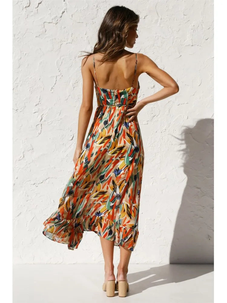 Image of Jocelyn | Women's Spaghetti Strap A-Line Midi Dress