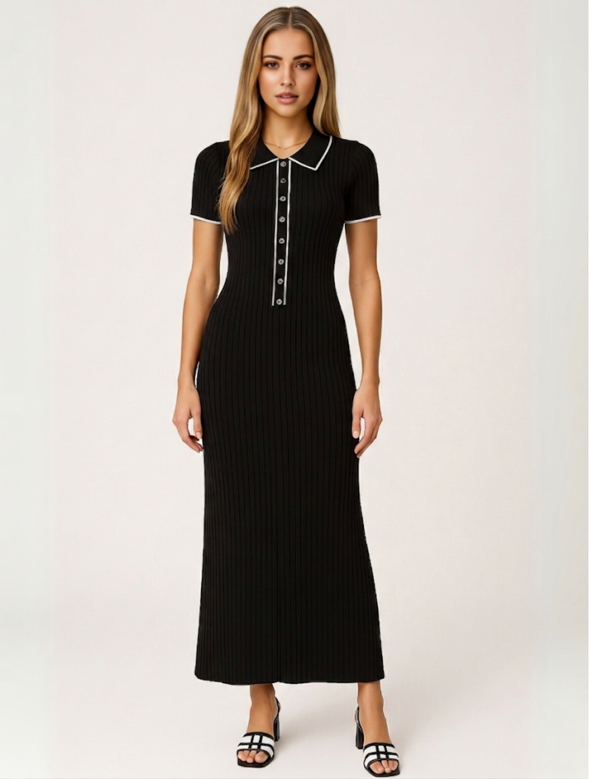 Jolene | Women's Button-Down Ribbed Maxi Dress - Image 1