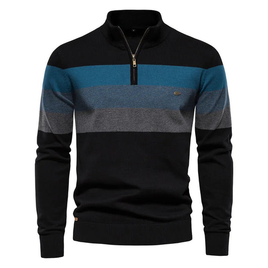 Image of Jude | Men's Quarter-Zip Striped Sweater