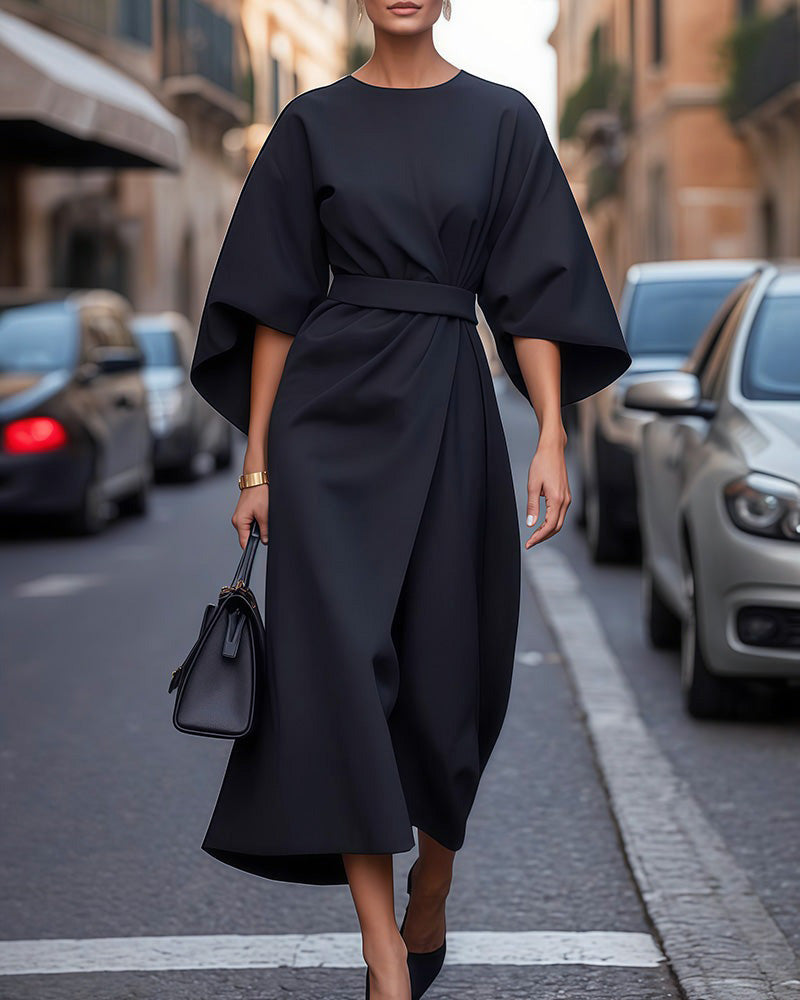 Image of Judith | Women's Belted Midi Dress
