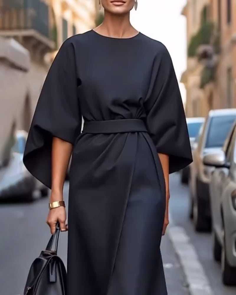 Image of Judith | Women's Belted Midi Dress