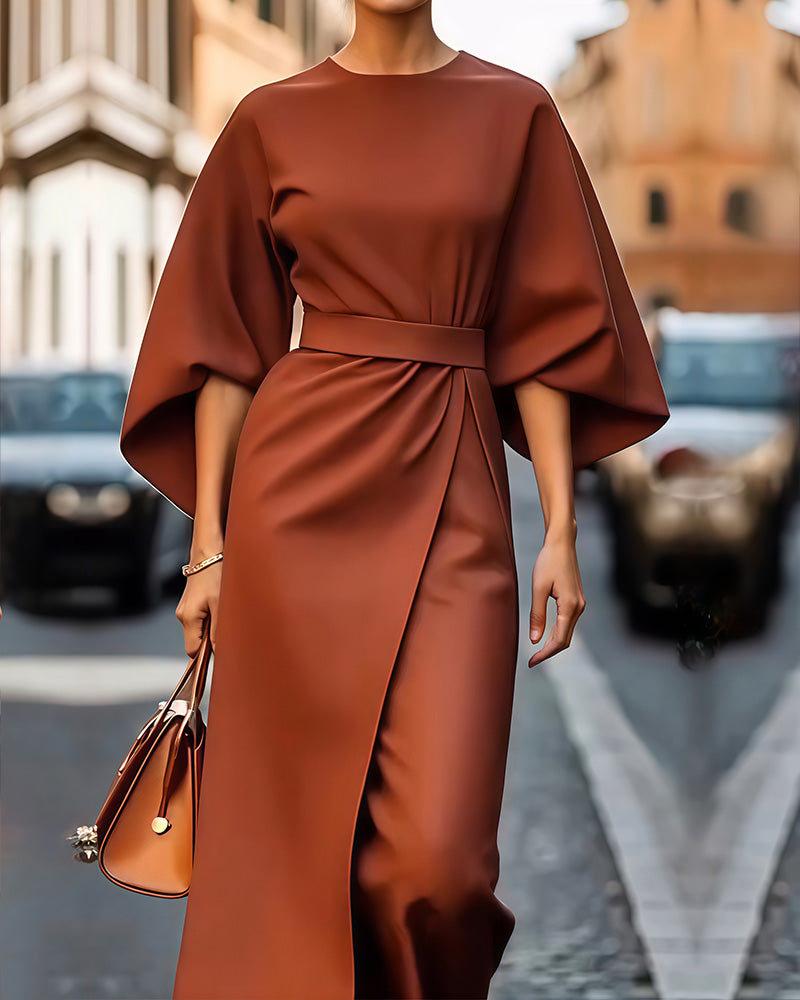 Image of Judith | Women's Belted Midi Dress