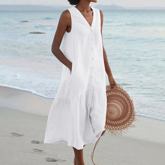 Image of Judith | Women's Sleeveless Midi Dress