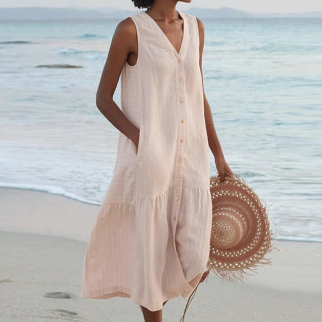 Image of Judith | Women's Sleeveless Midi Dress