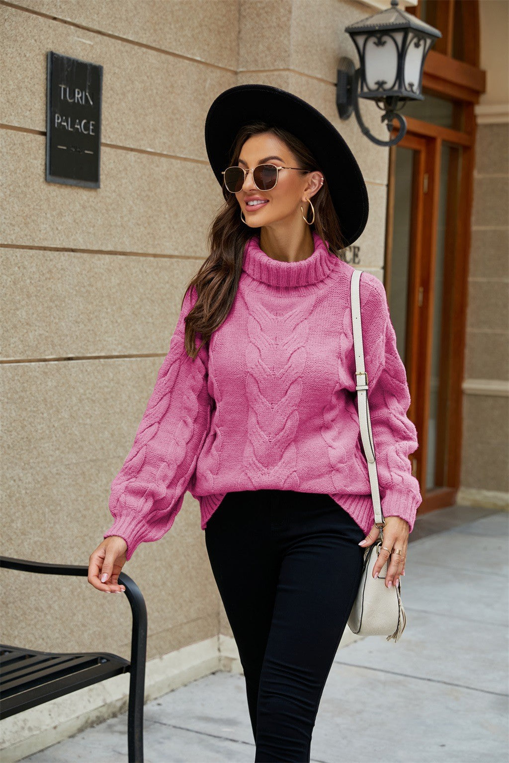 Image of Judy | Women's Turtleneck Cable Knit Sweater