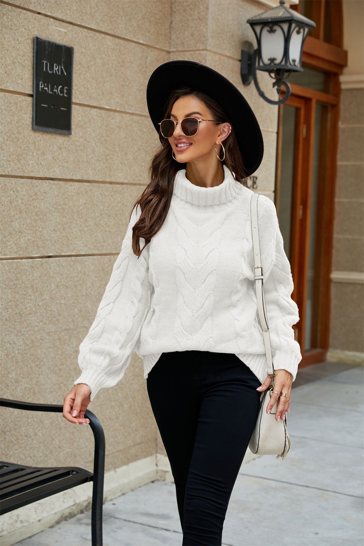 Image of Judy | Women's Turtleneck Cable Knit Sweater