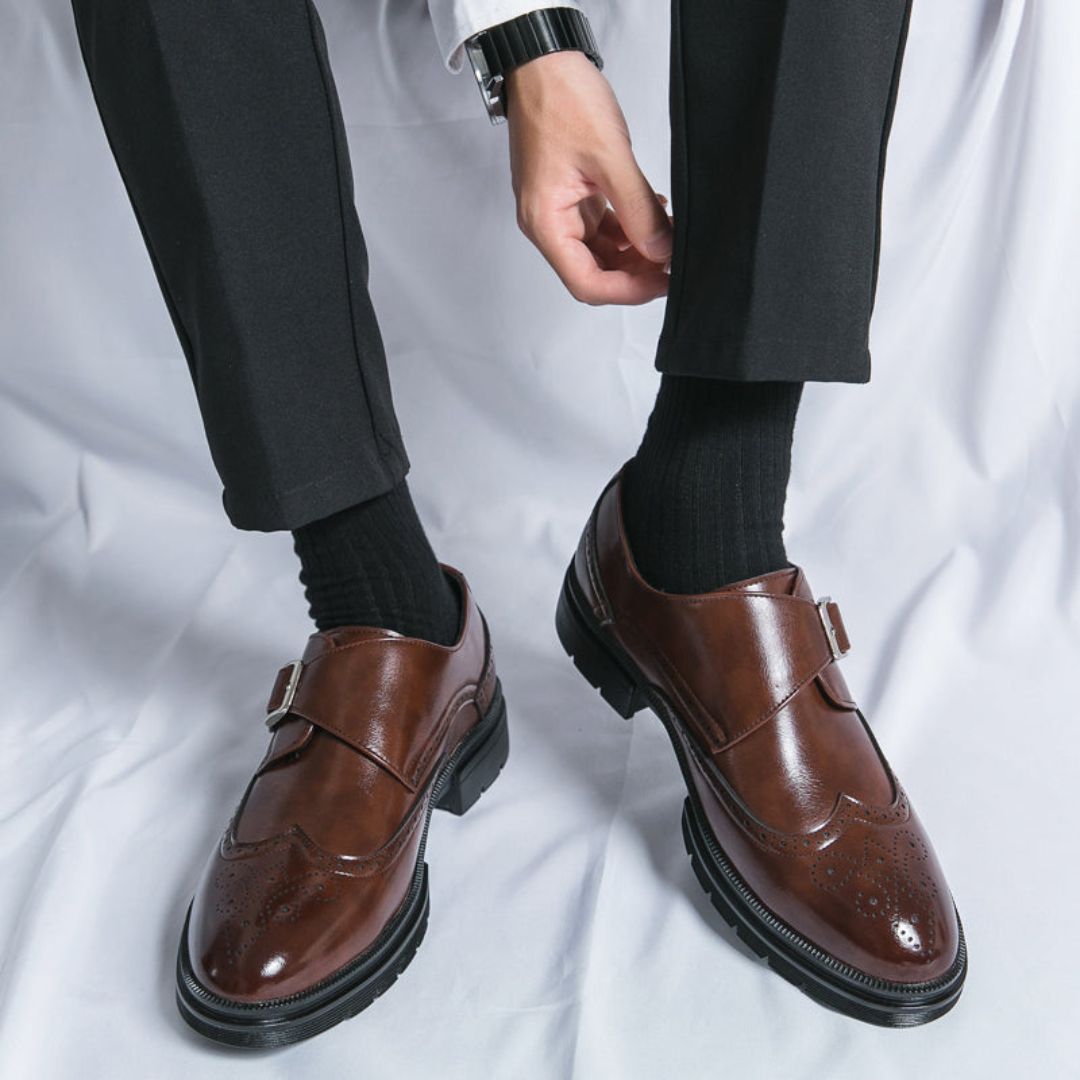 Image of Justice | Men's Monk Strap Wingtip Dress Loafers