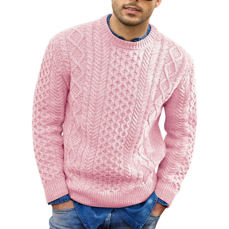 Image of Kaden | Men's Cable Knit Crew Neck Sweater