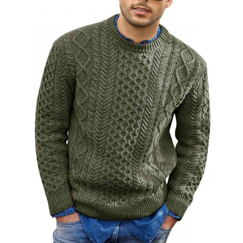 Image of Kaden | Men's Cable Knit Crew Neck Sweater