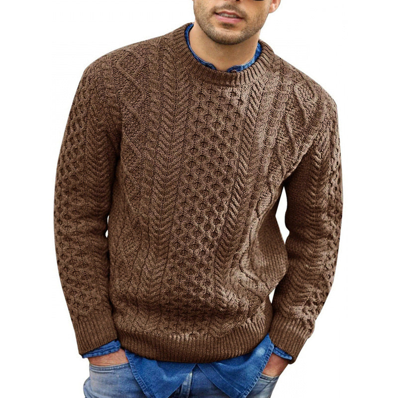 Image of Kaden | Men's Cable Knit Crew Neck Sweater