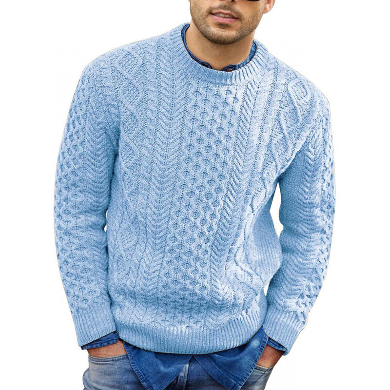 Image of Kaden | Men's Cable Knit Crew Neck Sweater