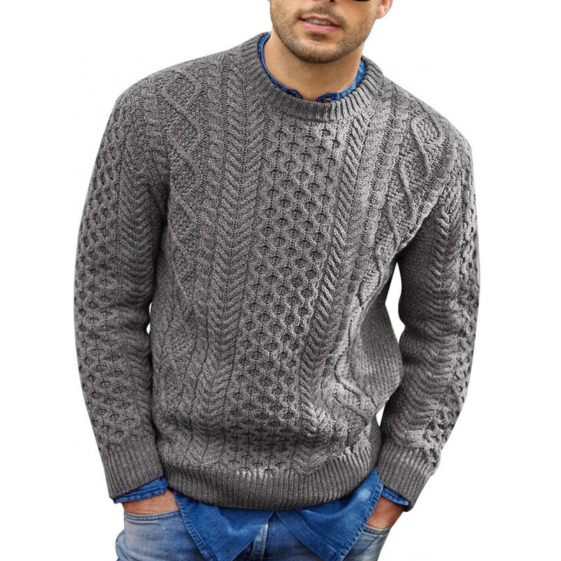 Image of Kaden | Men's Cable Knit Crew Neck Sweater