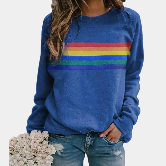 Image of Kara | Women's Rainbow Stripe Long Sleeve Sweater