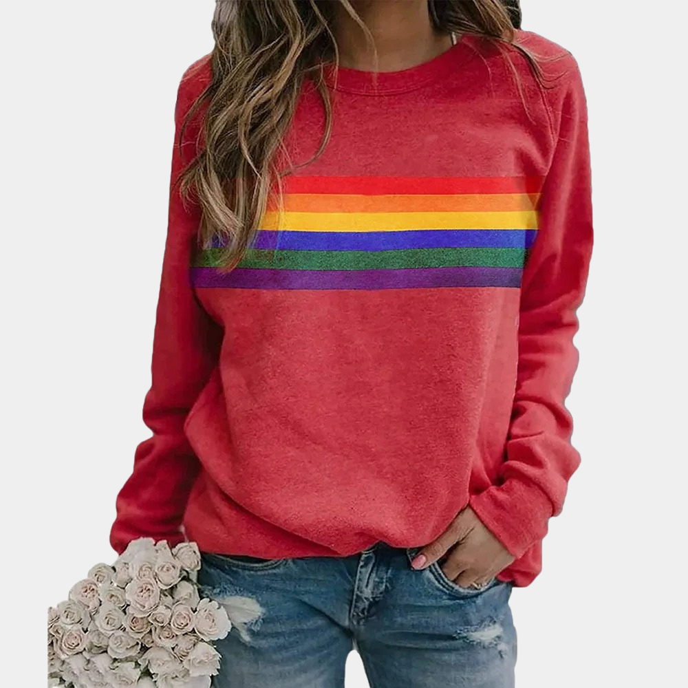 Image of Kara | Women's Rainbow Stripe Long Sleeve Sweater