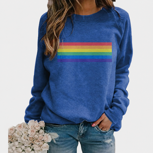 Kara | Women's Rainbow Stripe Long Sleeve Sweater - Image 1