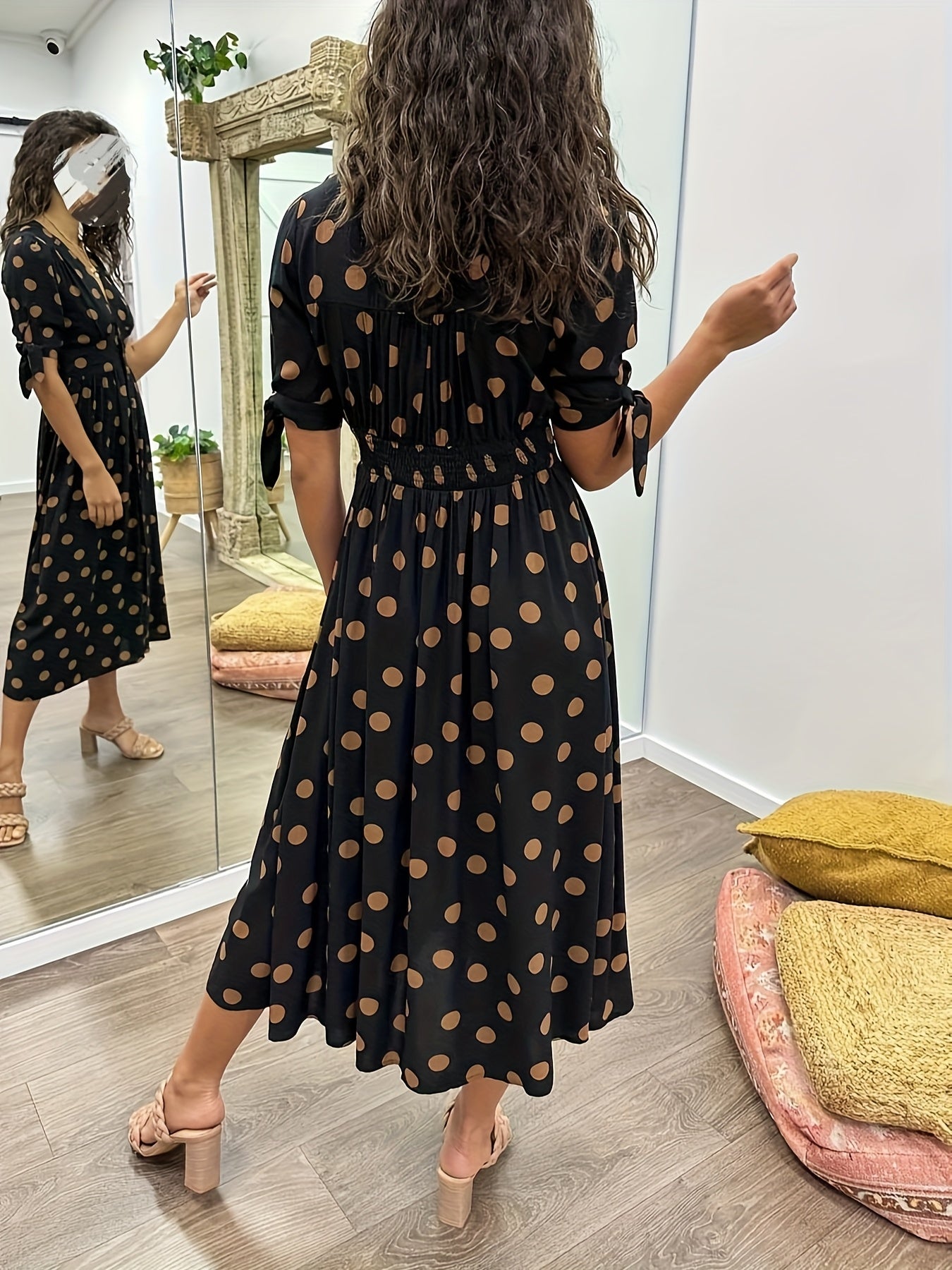 Image of Karina | Women's Polka Dot Midi Dress