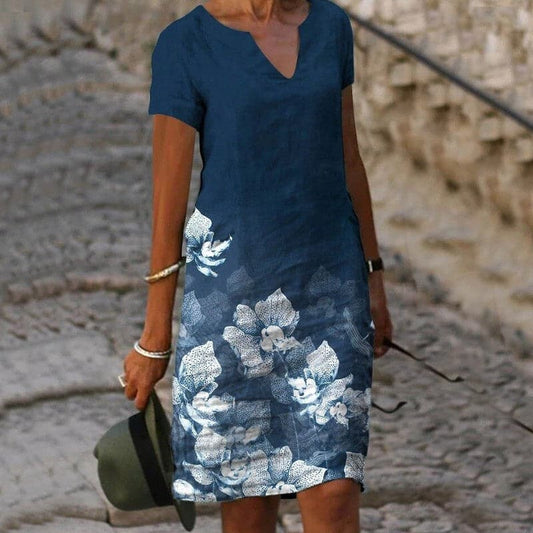 Image of Karina | Women's V-Neck Floral Midi Dress