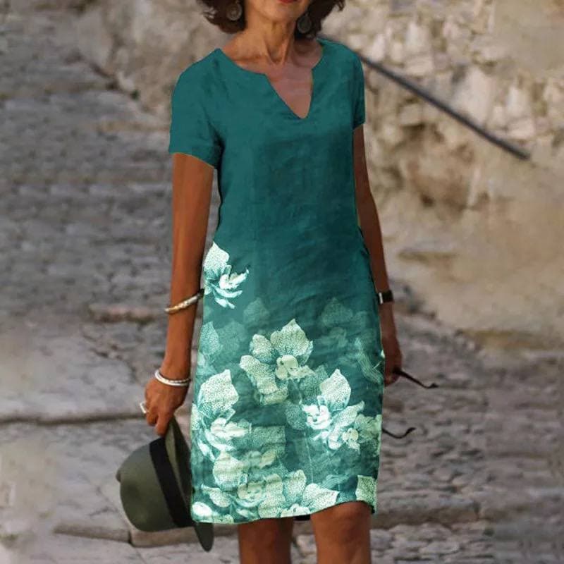 Image of Karina | Women's V-Neck Floral Midi Dress