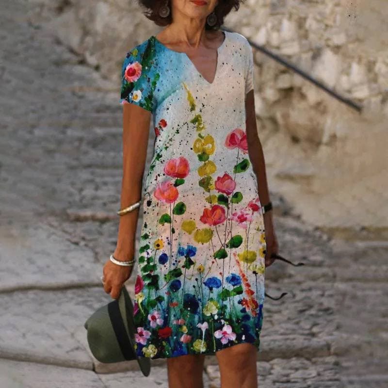 Image of Karina | Women's V-Neck Floral Midi Dress