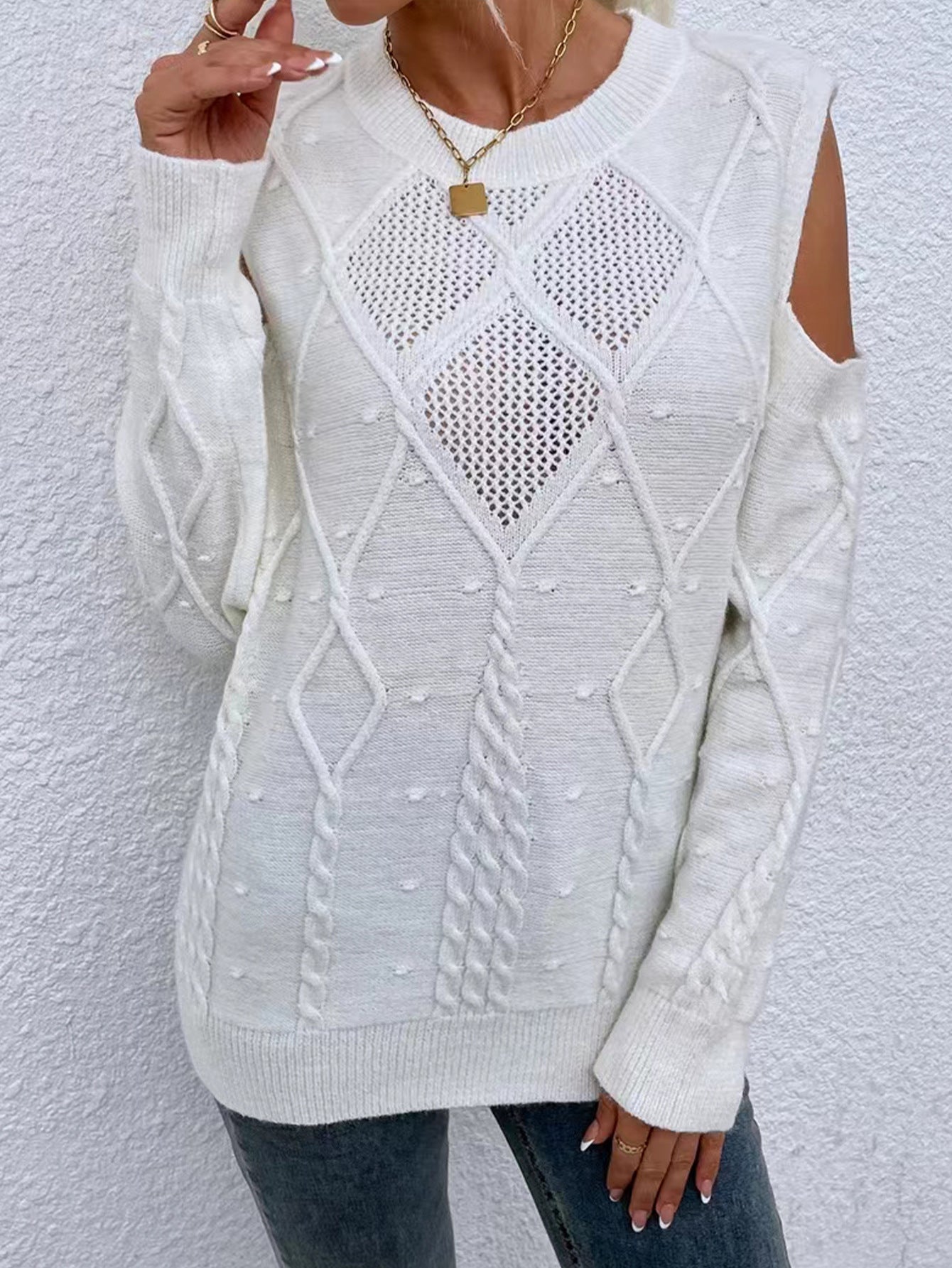 Image of Keira | Women's Cold Shoulder Long Sleeve Sweater