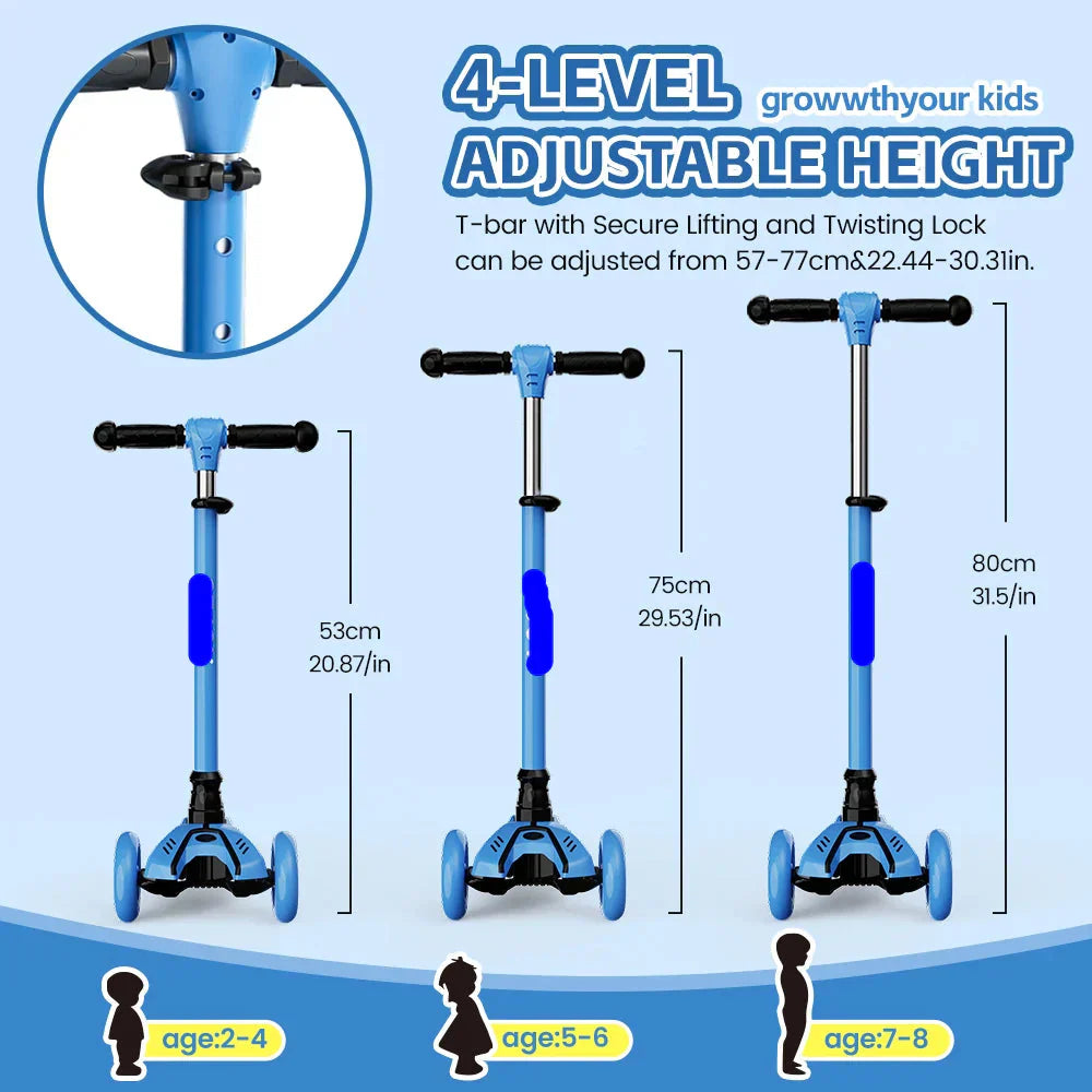 Kids 3-Wheel Scooter with LED Light-Up Wheels