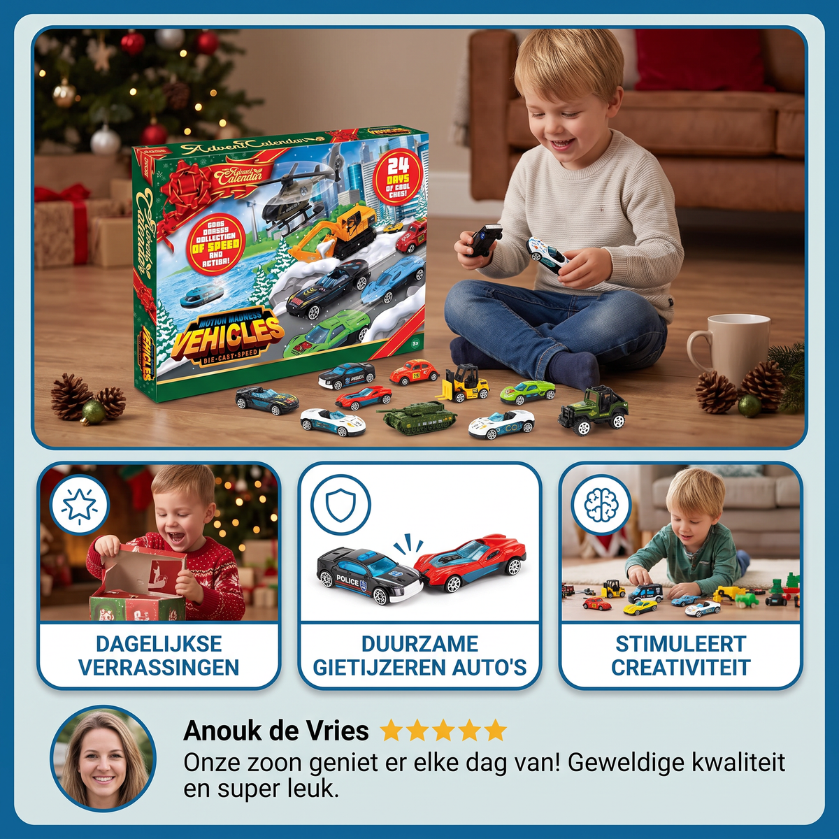Kids' Car Advent Calendar 2026 – 24 Die-Cast Toy Cars