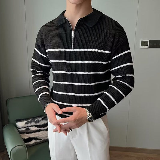 Image of Kieran | Men's Striped Zip Sweater
