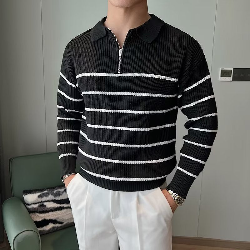 Image of Kieran | Men's Striped Zip Sweater