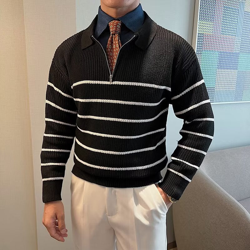 Image of Kieran | Men's Striped Zip Sweater