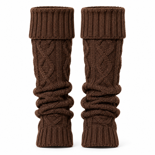 Knitted Leg Warmers | Acrylic & Stretchy Fit | Approx. 40 cm Long Indoor Leg Warmers for Autumn & Winter