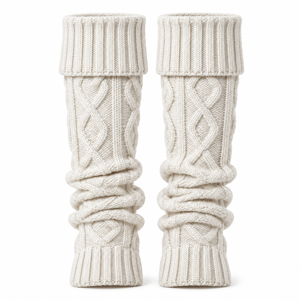 Knitted Leg Warmers | Acrylic & Stretchy Fit | Approx. 40 cm Long Indoor Leg Warmers for Autumn & Winter