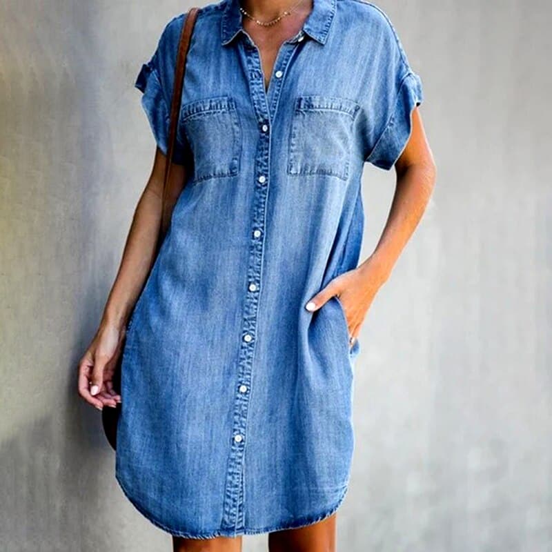 Image of Kristen | Women's Button-Down Denim Mini Dress