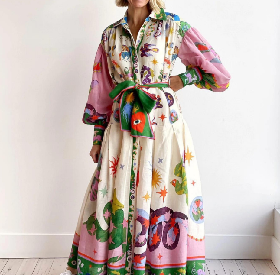 Image of Kristin | Women's Printed Maxi Shirt Dress