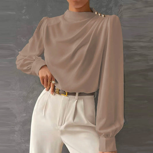 Kyla | Women's Long Sleeve Draped Blouse - Image 1
