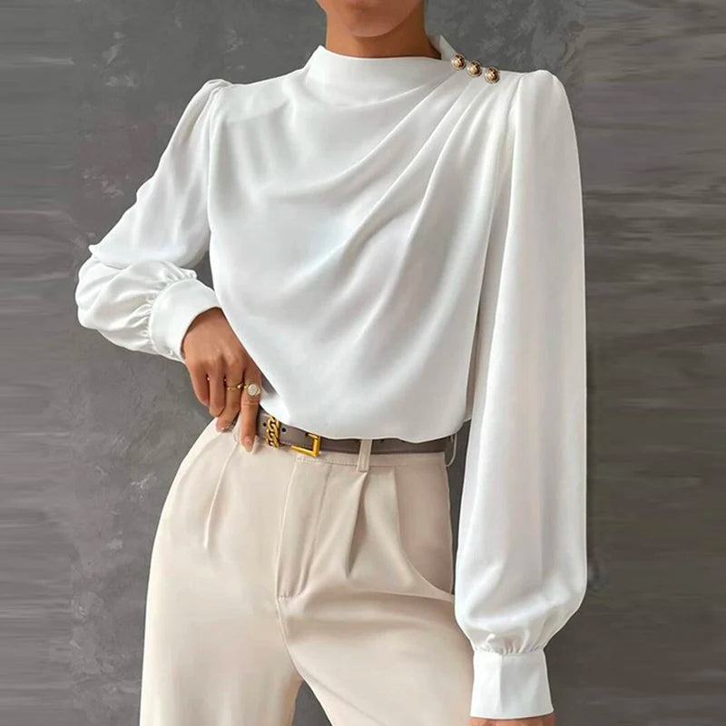 Kyla | Women's Long Sleeve Draped Blouse - Image 2
