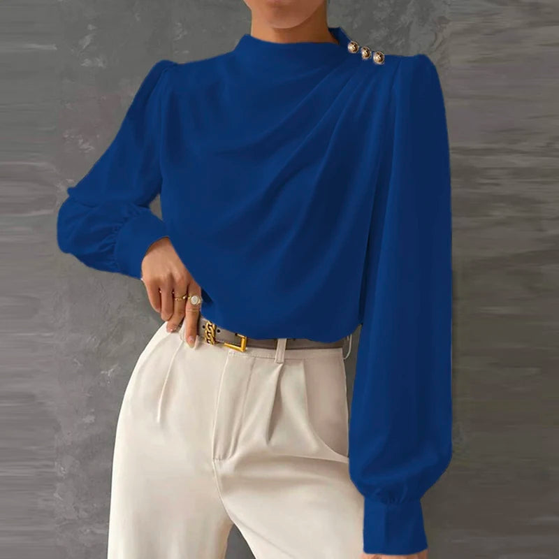 Kyla | Women's Long Sleeve Draped Blouse - Image 4