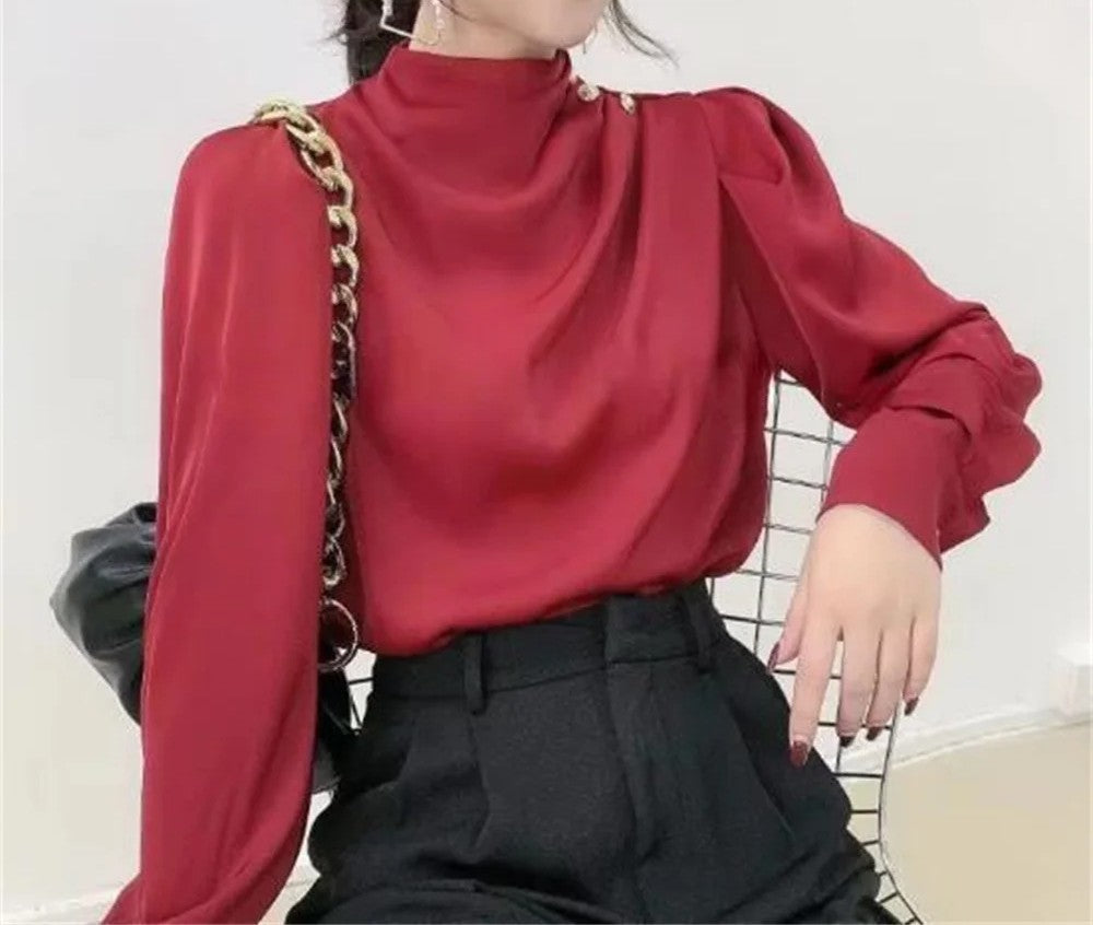 Kyla | Women's Long Sleeve Draped Blouse - Image 5