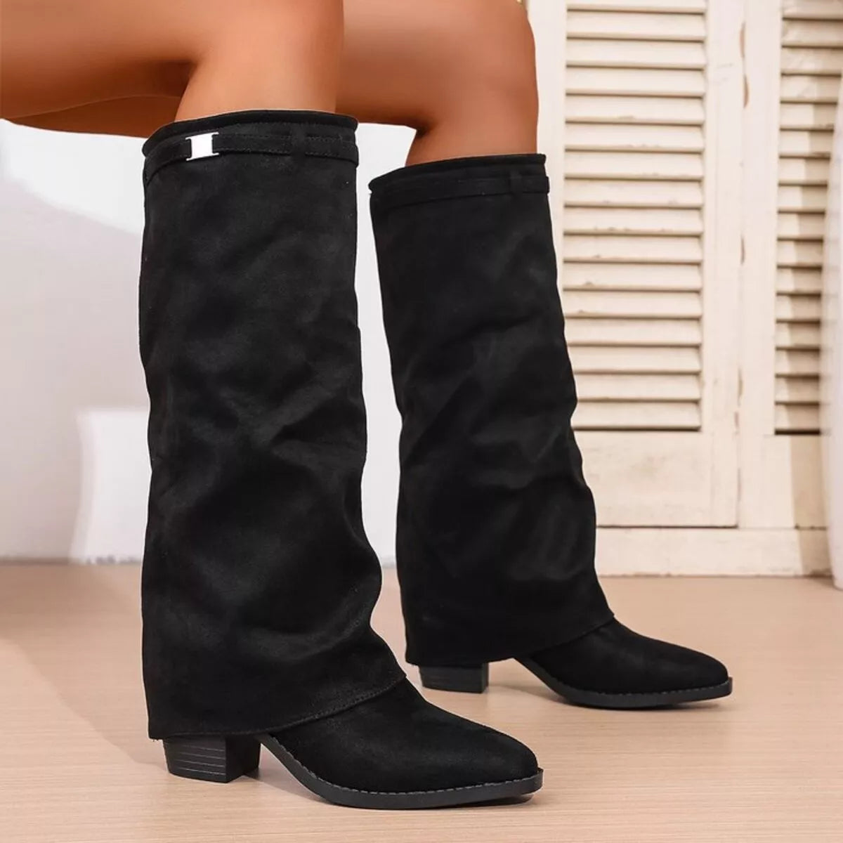 Image of Lacey | Women's Slouch Knee High Block Heel Boots