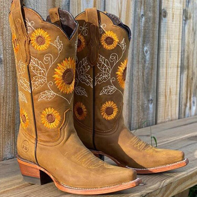 Image of Laura | Women's Embroidered Mid-Calf Cowboy Boots