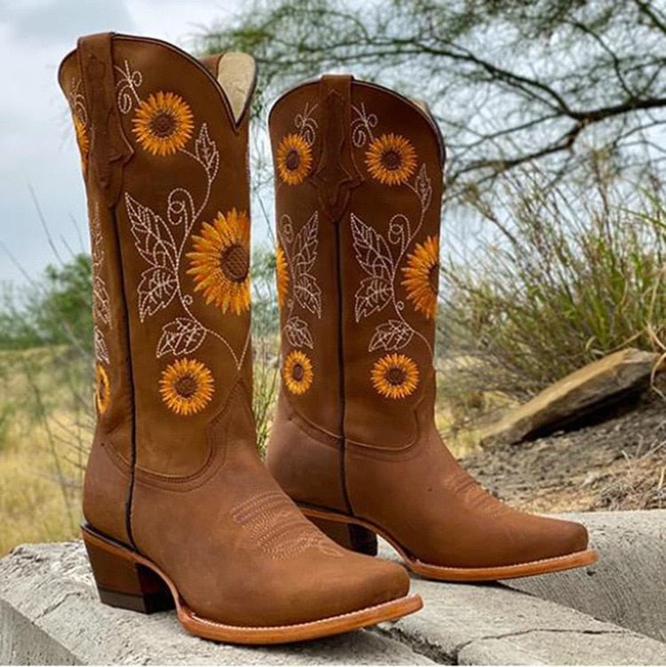 Image of Laura | Women's Embroidered Mid-Calf Cowboy Boots