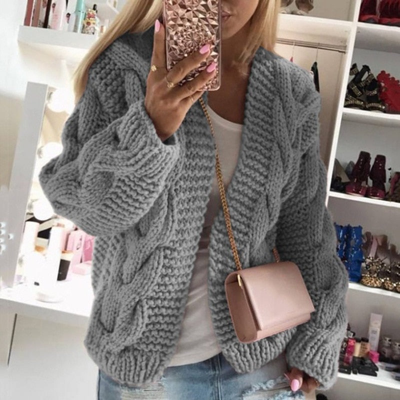 Image of Leanne | Women's Oversized Cable Knit Cardigan
