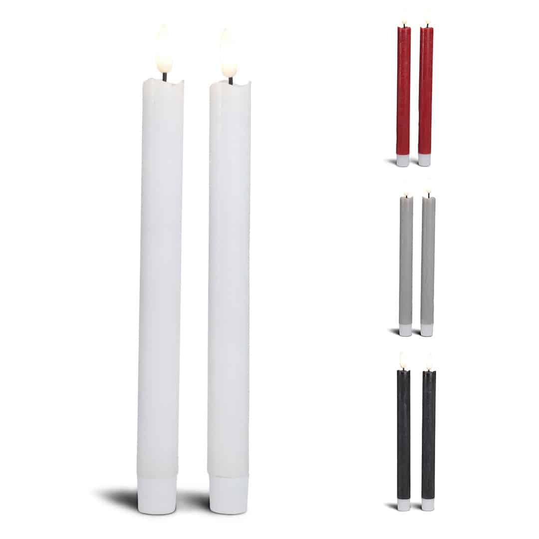 LED Candle - 2 pcs. - 22.2 cm - with 3D Flame - (multiple colors)