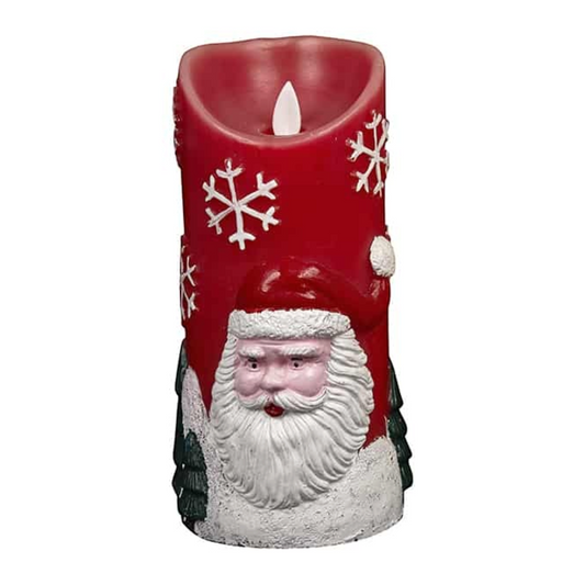 LED Candle with Christmas Motif - Red or White