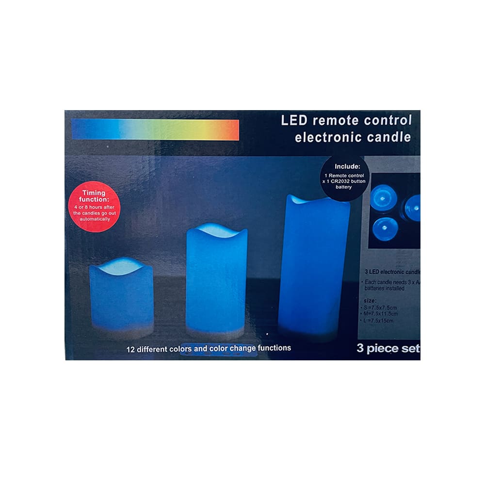 LED Candles - 3 pcs. - 7.5/11.5/15 cm - with remote control - with color change