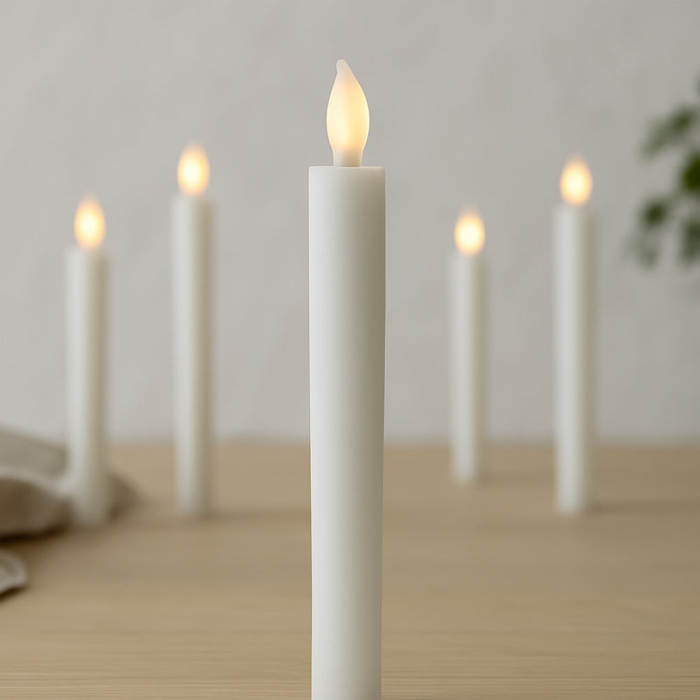 LED Candles in Real Wax – 6 pcs. – 24.5 cm – with Timer Function