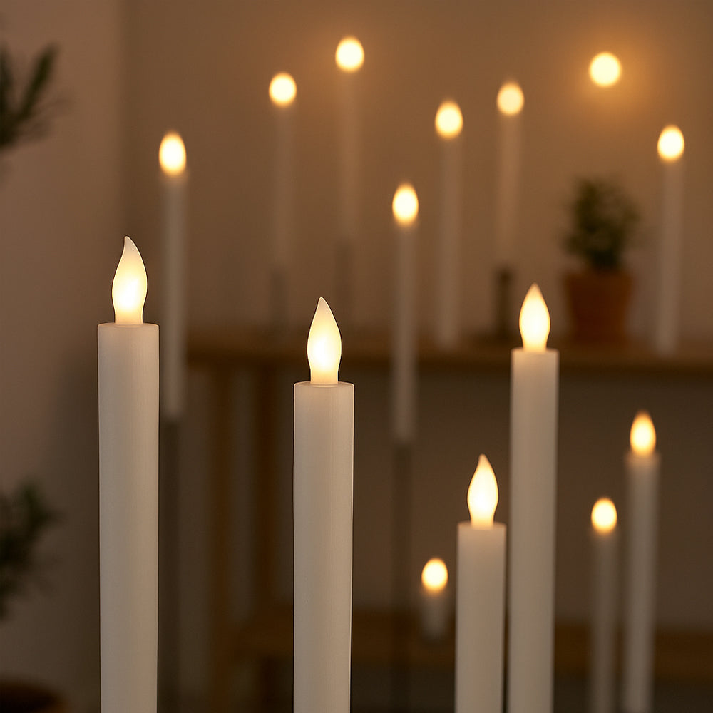 LED Candles in Real Wax – 6 pcs. – 24.5 cm – with Timer Function