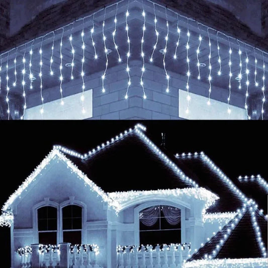 LED Icicle String Lights | 8 Modes | Festive Winter Curtain | Christmas & New Year Decoration | EU Plug