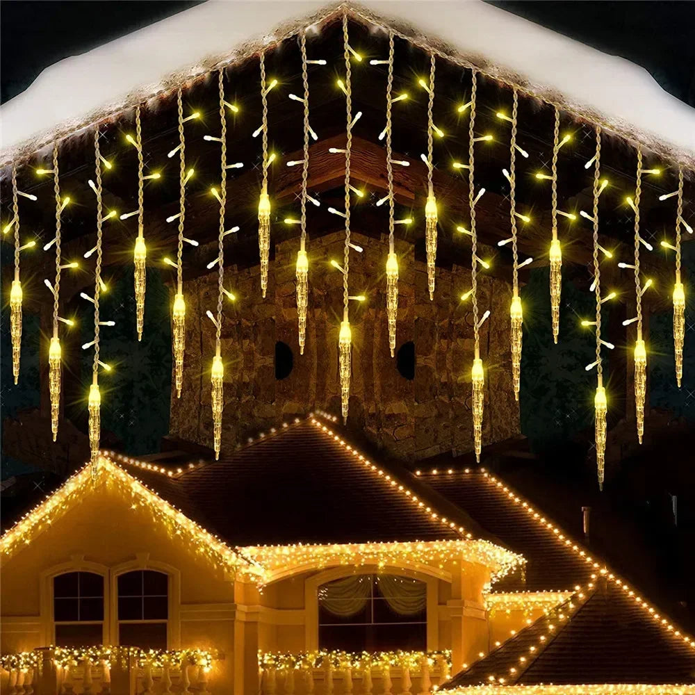 LED Icicle String Lights | 8 Modes | Festive Winter Curtain | Christmas & New Year Decoration | EU Plug