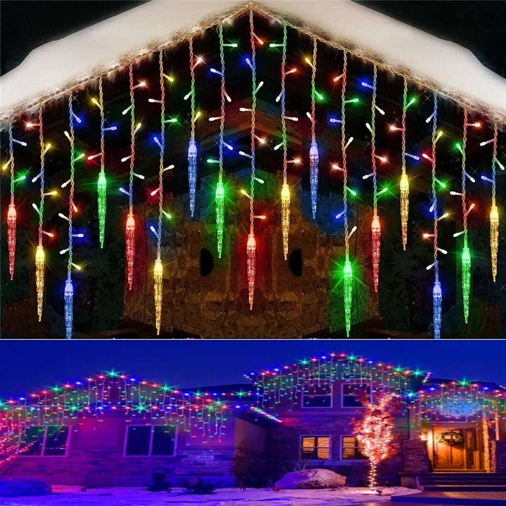 LED Icicle String Lights | 8 Modes | Festive Winter Curtain | Christmas & New Year Decoration | EU Plug