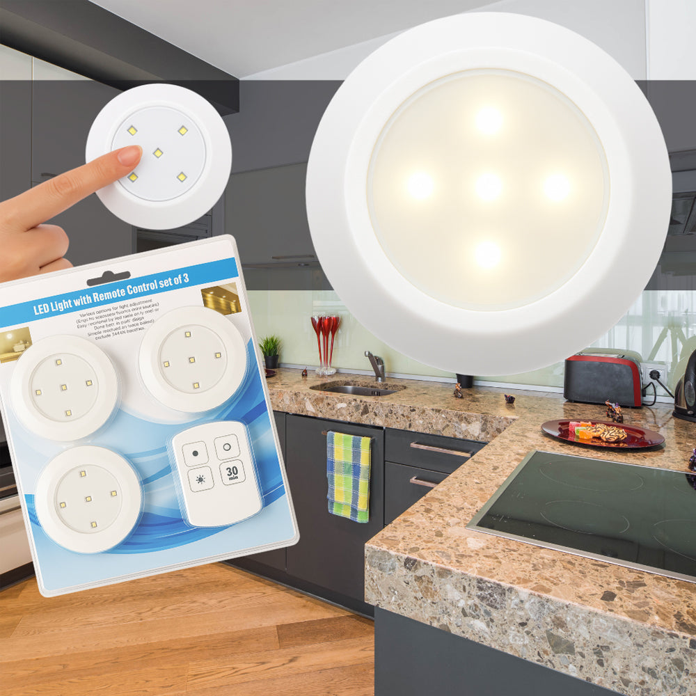 LED Spot (Round) 3 pcs. including remote control